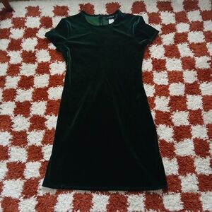 Vintage 90s Emerald Green Velvet Mini Dress